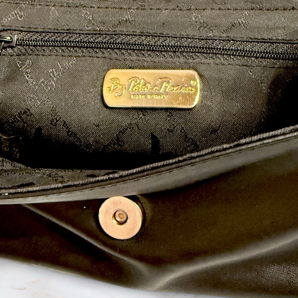 Vintage Paloma Picasso Black Leather Crossbody Bag Gold "X" Logo - Picture 4 of 11
